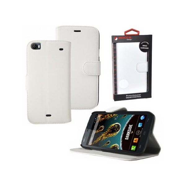 CUSTODIA FLIP ORIZZONTALE PELLE per WIKO DARKSIDE CON STAND COLORE BIANCO ALTA QUALITA' MOCCA BLISTER CUSTODIA FLIP ORIZZONTALE PELLE per WIKO DARKSIDE CON STAND COLORE BIANCO ALTA QUALITA' MOCCA BLISTER