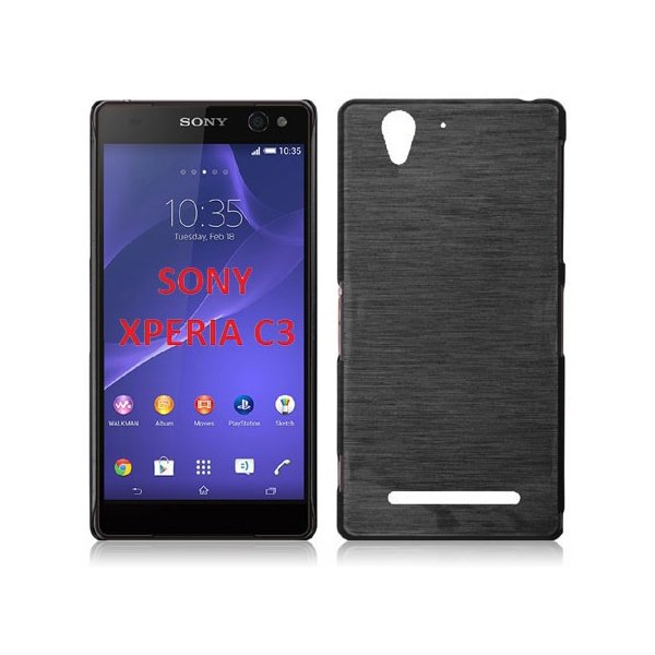 CUSTODIA TPU SILICONE per SONY XPERIA C3 D2533, XPERIA C3 DUAL SIM D2502 COLORE NERO EFFETTO METALLICO CUSTODIA TPU SILICONE per SONY XPERIA C3 D2533, XPERIA C3 DUAL SIM D2502 COLORE NERO EFFETTO METALLICO