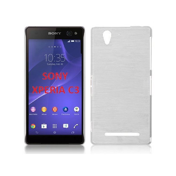 CUSTODIA TPU SILICONE per SONY XPERIA C3 D2533, XPERIA C3 DUAL SIM D2502 COLORE BIANCO EFFETTO METALLICO CUSTODIA TPU SILICONE per SONY XPERIA C3 D2533, XPERIA C3 DUAL SIM D2502 COLORE BIANCO EFFETTO METALLICO