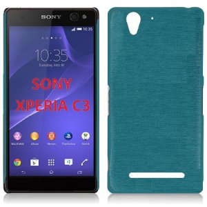 CUSTODIA TPU SILICONE per SONY XPERIA C3 D2533, XPERIA C3 DUAL SIM D2502 COLORE BLU EFFETTO METALLICO