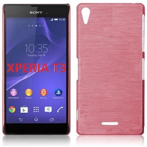 CUSTODIA TPU SILICONE per SONY XPERIA T3 D5102, D5103, D5106 COLORE ROSA EFFETTO METALLICO