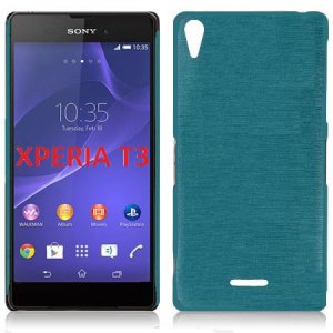 CUSTODIA TPU SILICONE per SONY XPERIA T3 D5102, D5103, D5106 COLORE BLU EFFETTO METALLICO