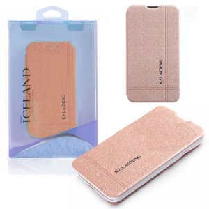 CUSTODIA FLIP ORIZZONTALE per APPLE IPHONE 4, IPHONE 4s CON STAND COLORE ORO EFFETTO CROSS ICELAND BLISTER