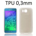 CUSTODIA GEL TPU SILICONE ULTRA SLIM 0,3mm per SAMSUNG G850 GALAXY ALPHA COLORE NERO TRASPARENTE