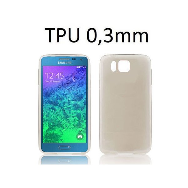CUSTODIA GEL TPU SILICONE ULTRA SLIM 0,3mm per SAMSUNG G850 GALAXY ALPHA COLORE NERO TRASPARENTE