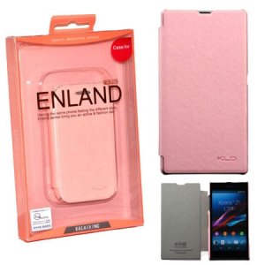 CUSTODIA FLIP ORIZZONTALE PELLE per SONY XPERIA Z1, C6902, C6903, C6906, C6943, L39H, HONAMI COLORE ROSA BLISTER ENLAND