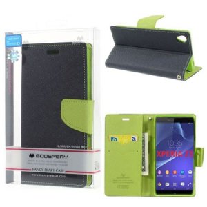 CUSTODIA FLIP ORIZZONTALE per SONY XPERIA Z3 CON INTERNO IN TPU, STAND E PORTA CARTE COLORE BLU FANCY DIARY BLISTER MERCURY