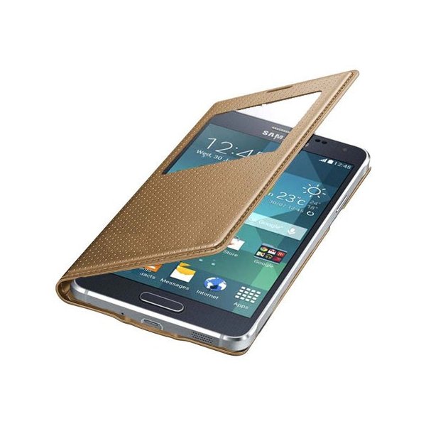 CUSTODIA S VIEW COVER ORIGINALE SAMSUNG ORO EFFETTO PUNTINATO per G850 GALAXY ALPHA CON FINESTRA ID BLISTER CUSTODIA S VIEW COVER ORIGINALE SAMSUNG ORO EFFETTO PUNTINATO per G850 GALAXY ALPHA CON FINESTRA ID BLISTER
