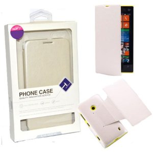 CUSTODIA FLIP ORIZZONTALE PELLE per NOKIA LUMIA 520, LUMIA 525 CON STAND COLORE BIANCO BLISTER SWIFT