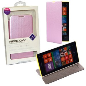 CUSTODIA FLIP ORIZZONTALE PELLE per NOKIA LUMIA 520, LUMIA 525 CON STAND COLORE ROSA BLISTER SWIFT