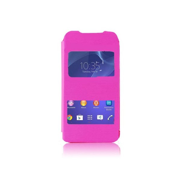 CUSTODIA FLIP COVER ORIZZONTALE per SONY XPERIA M2 CON DOPPIA FINESTRA IDENTIFICATIVO CHIAMANTE ROSA (NO RIMOZIONE COVER) CUSTODIA FLIP COVER ORIZZONTALE per SONY XPERIA M2 CON DOPPIA FINESTRA IDENTIFICATIVO CHIAMANTE ROSA (NO RIMOZIONE COVER)