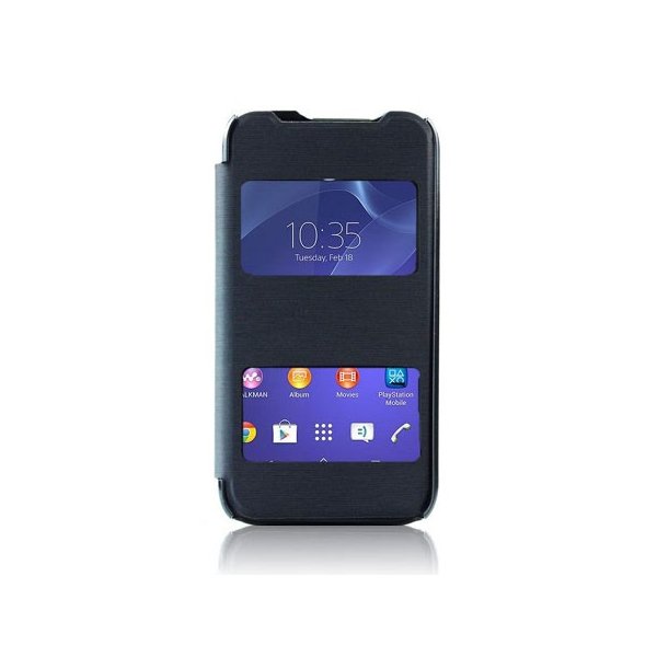 CUSTODIA FLIP COVER ORIZZONTALE per SONY XPERIA M2 CON DOPPIA FINESTRA IDENTIFICATIVO CHIAMANTE BLU (NO RIMOZIONE COVER) CUSTODIA FLIP COVER ORIZZONTALE per SONY XPERIA M2 CON DOPPIA FINESTRA IDENTIFICATIVO CHIAMANTE BLU (NO RIMOZIONE COVER)