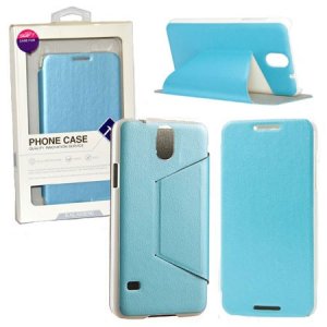 CUSTODIA FLIP ORIZZONTALE PELLE per HTC DESIRE 610 CON STAND COLORE AZZURRO BLISTER SWIFT
