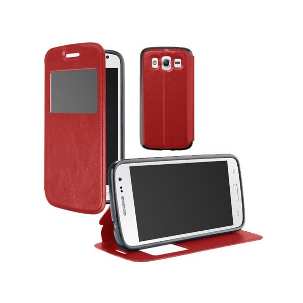CUSTODIA FLIP ORIZZONTALE PELLE per SAMSUNG G386 GALAXY CORE LTE, G3518 CON FINESTRA ID E INTERNO IN TPU ROSSO CUSTODIA FLIP ORIZZONTALE PELLE per SAMSUNG G386 GALAXY CORE LTE, G3518 CON FINESTRA ID E INTERNO IN TPU ROSSO
