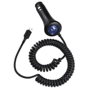 CARICATORE AUTO CON CONNETTORE MINI USB - CAVO A SPIRALE COLORE NERO VC700 MOTOROLA ORIGINALE IN BLISTER