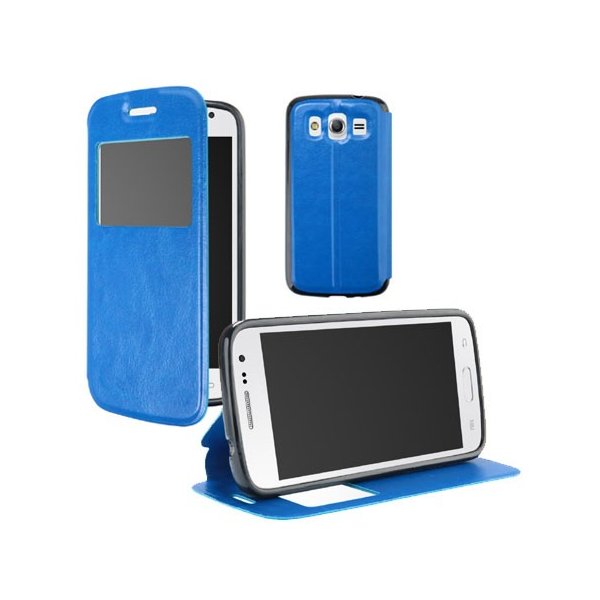 CUSTODIA FLIP ORIZZONTALE PELLE per SAMSUNG G386 GALAXY CORE LTE, G3518 CON FINESTRA ID E INTERNO IN TPU BLU CUSTODIA FLIP ORIZZONTALE PELLE per SAMSUNG G386 GALAXY CORE LTE, G3518 CON FINESTRA ID E INTERNO IN TPU BLU