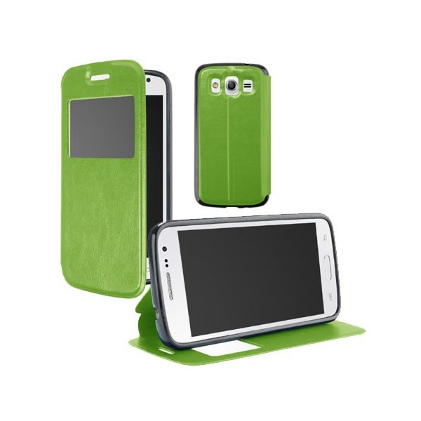 CUSTODIA FLIP ORIZZONTALE PELLE per SAMSUNG G386 GALAXY CORE LTE, G3518 CON FINESTRA ID E INTERNO IN TPU VERDE CUSTODIA FLIP ORIZZONTALE PELLE per SAMSUNG G386 GALAXY CORE LTE, G3518 CON FINESTRA ID E INTERNO IN TPU VERDE