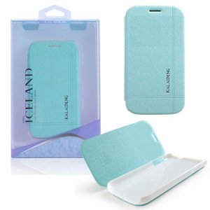 CUSTODIA FLIP ORIZZONTALE per APPLE IPHONE 5, 5S CON STAND COLORE AZZURRO EFFETTO CROSS ICELAND BLISTER