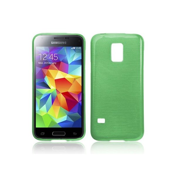 CUSTODIA TPU SILICONE per SAMSUNG G800 GALAXY S5 MINI COLORE VERDE EFFETTO METALLICO