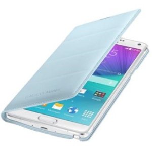 CUSTODIA FLIP WALLET ORIZZONTALE PELLE ORIGINALE SAMSUNG per GALAXY NOTE 4 COLORE AZZURRO MINT EF-WN910BMEGWW BLISTER