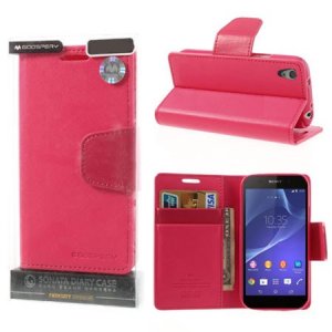 CUSTODIA FLIP ORIZZONTALE PELLE per SONY XPERIA Z2 CON INTERNO IN TPU SILICONE E STAND COLORE FUCSIA SONATA BLISTER