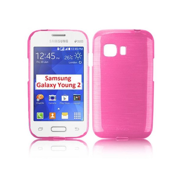 CUSTODIA GEL TPU SILICONE per SAMSUNG G130 GALAXY YOUNG 2 COLORE ROSA EFFETTO METALLICO