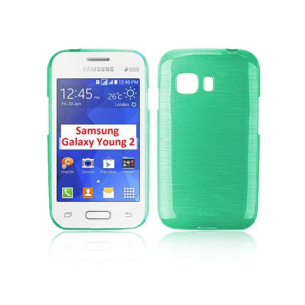 CUSTODIA GEL TPU SILICONE per SAMSUNG G130 GALAXY YOUNG 2 COLORE VERDE EFFETTO METALLICO