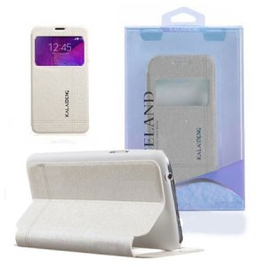 CUSTODIA FLIP ORIZZONTALE per SAMSUNG GALAXY NOTE 4 CON STAND E FINESTRA ID COLORE BIANCO ICELAND II BLISTER
