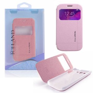 CUSTODIA FLIP ORIZZONTALE per SAMSUNG GALAXY NOTE 4 CON STAND E FINESTRA ID COLORE ROSA ICELAND II BLISTER