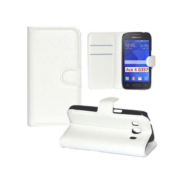 CUSTODIA FLIP ORIZZONTALE PELLE per SAMSUNG G357 GALAXY ACE 4 CON STAND, TASCHE PORTA CARTE E CHIUSURA MAGNETICA COLORE BIANCO CUSTODIA FLIP ORIZZONTALE PELLE per SAMSUNG G357 GALAXY ACE 4 CON STAND, TASCHE PORTA CARTE E CHIUSURA MAGNETICA COLORE BIANCO