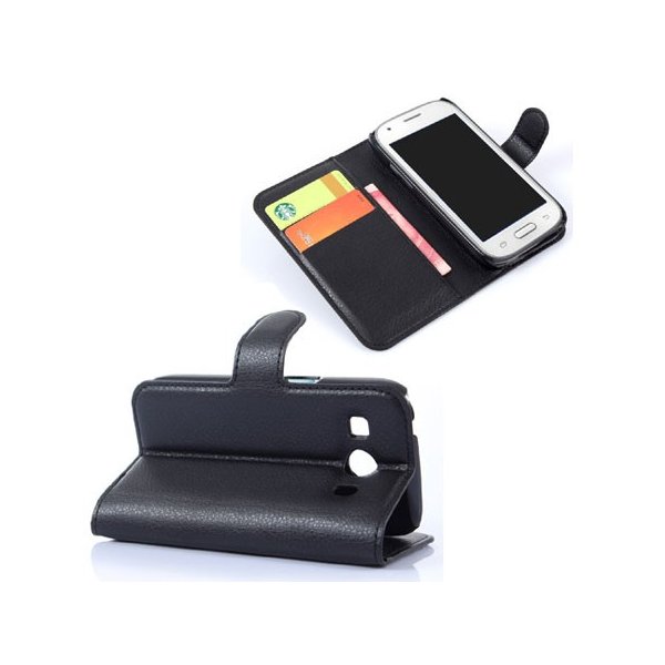 CUSTODIA FLIP ORIZZONTALE PELLE per SAMSUNG G357 GALAXY ACE 4 CON STAND, TASCHE PORTA CARTE E CHIUSURA MAGNETICA COLORE NERO CUSTODIA FLIP ORIZZONTALE PELLE per SAMSUNG G357 GALAXY ACE 4 CON STAND, TASCHE PORTA CARTE E CHIUSURA MAGNETICA COLORE NERO