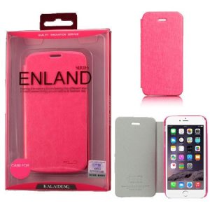 CUSTODIA FLIP ORIZZONTALE PELLE per APPLE IPHONE 6 PLUS, IPHONE 6S PLUS 5.5" POLLICI COLORE FUCSIA BLISTER ENLAND