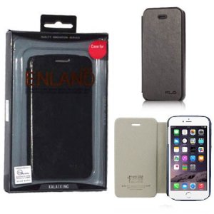 CUSTODIA FLIP ORIZZONTALE PELLE per APPLE IPHONE 6 PLUS, IPHONE 6S PLUS 5.5" POLLICI COLORE NERO BLISTER ENLAND