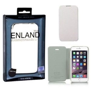 CUSTODIA FLIP ORIZZONTALE PELLE per APPLE IPHONE 6 PLUS, IPHONE 6S PLUS 5.5" POLLICI COLORE BIANCO BLISTER ENLAND