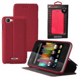 CUSTODIA FLIP ORIZZONTALE PELLE per WIKO KITE 4G CON STAND COLORE ROSA ALTA QUALITA' MOCCA BLISTER