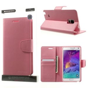 CUSTODIA FLIP ORIZZONTALE PELLE per SAMSUNG GALAXY NOTE 4 CON INTERNO IN TPU E STAND COLORE ROSA SONATA BLISTER