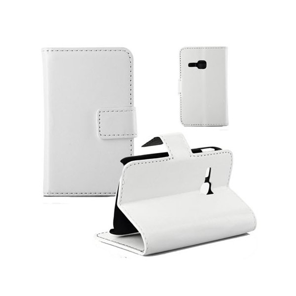 CUSTODIA FLIP ORIZZONTALE PELLE per SAMSUNG S6310 GALAXY YOUNG CON STAND E TASCHE PORTA CARTE COLORE BIANCO CUSTODIA FLIP ORIZZONTALE PELLE per SAMSUNG S6310 GALAXY YOUNG CON STAND E TASCHE PORTA CARTE COLORE BIANCO