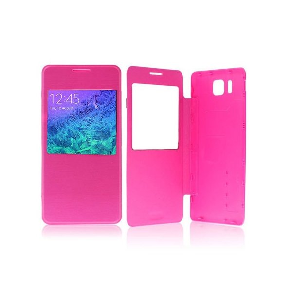 CUSTODIA FLIP ORIZZONTALE PELLE ULTRA SLIM per SAMSUNG G850 GALAXY ALPHA CON FINESTRA IDENTIFICATIVO CHIAMANTE COLORE ROSA CUSTODIA FLIP ORIZZONTALE PELLE ULTRA SLIM per SAMSUNG G850 GALAXY ALPHA CON FINESTRA IDENTIFICATIVO CHIAMANTE COLORE ROSA