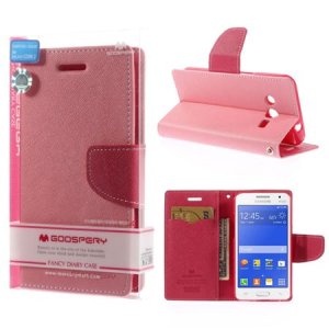 CUSTODIA FLIP ORIZZONTALE per SAMSUNG G355 GALAXY CORE 2 DUOS CON INTERNO IN TPU COLORE ROSA FANCY DIARY BLISTER MERCURY