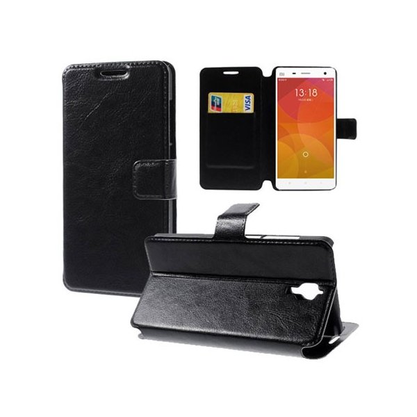 CUSTODIA FLIP ORIZZONTALE PELLE per XIAOMI MI4 CON STAND, TASCHE PORTA CARTE E CHIUSURA MAGNETICA COLORE NERO CUSTODIA FLIP ORIZZONTALE PELLE per XIAOMI MI4 CON STAND, TASCHE PORTA CARTE E CHIUSURA MAGNETICA COLORE NERO