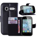 CUSTODIA FLIP ORIZZONTALE PELLE per ALCATEL ONE TOUCH POP C1 CON STAND, PORTA CARTE E CHIUSURA MAGNETICA COLORE NERO CUSTODIA FLIP ORIZZONTALE PELLE per ALCATEL ONE TOUCH POP C1 CON STAND, PORTA CARTE E CHIUSURA MAGNETICA COLORE NERO