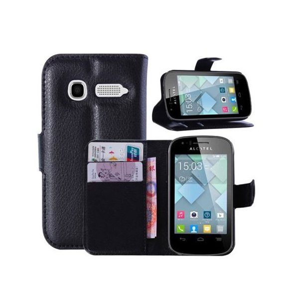CUSTODIA FLIP ORIZZONTALE PELLE per ALCATEL ONE TOUCH POP C1 CON STAND, PORTA CARTE E CHIUSURA MAGNETICA COLORE NERO CUSTODIA FLIP ORIZZONTALE PELLE per ALCATEL ONE TOUCH POP C1 CON STAND, PORTA CARTE E CHIUSURA MAGNETICA COLORE NERO