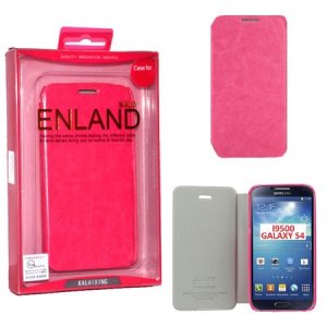 CUSTODIA FLIP ORIZZONTALE PELLE per SAMSUNG I9500 GALAXY S4, I9505, I9502 COLORE FUCSIA BLISTER ENLAND