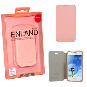 CUSTODIA FLIP ORIZZONTALE PELLE per SAMSUNG S7562 GALAXY S DUOS, S7560 GALAXY TREND, S7580 COLORE ROSA BLISTER ENLAND