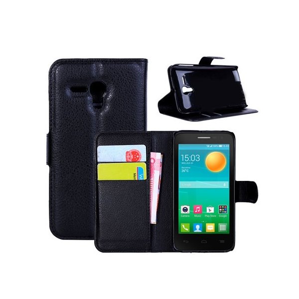 CUSTODIA FLIP ORIZZONTALE PELLE per ALCATEL ONE TOUCH POP D5 5038D CON STAND, PORTA CARTE E CHIUSURA MAGNETICA COLORE NERO CUSTODIA FLIP ORIZZONTALE PELLE per ALCATEL ONE TOUCH POP D5 5038D CON STAND, PORTA CARTE E CHIUSURA MAGNETICA COLORE NERO