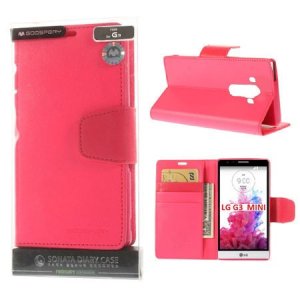 CUSTODIA FLIP ORIZZONTALE PELLE per LG G3s D722, G3s DUAL D728 CON INTERNO IN TPU SILICONE COLORE FUCSIA SONATA BLISTER