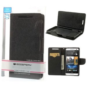CUSTODIA FLIP ORIZZONTALE per HTC DESIRE 610 CON INTERNO IN TPU E PORTA CARTE COLORE NERO FANCY DIARY BLISTER MERCURY