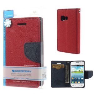 CUSTODIA FLIP ORIZZONTALE per SAMSUNG G130 GALAXY YOUNG 2 CON INTERNO IN TPU SILICONE COLORE ROSSO FANCY DIARY BLISTER MERCURY
