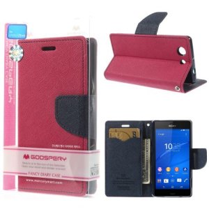 CUSTODIA FLIP ORIZZONTALE per SONY XPERIA Z3 CON INTERNO IN TPU, STAND E PORTA CARTE COLORE FUCSIA FANCY DIARY BLISTER MERCURY