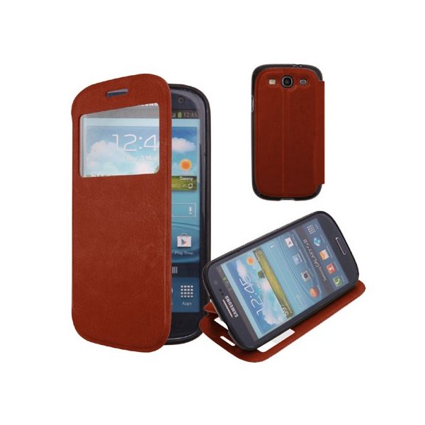 CUSTODIA FLIP ORIZZONTALE PELLE per SAMSUNG I9300 GALAXY S3 CON STAND, FINESTRA ID ED INTERNO IN TPU COLORE MARRONE CUSTODIA FLIP ORIZZONTALE PELLE per SAMSUNG I9300 GALAXY S3 CON STAND, FINESTRA ID ED INTERNO IN TPU COLORE MARRONE